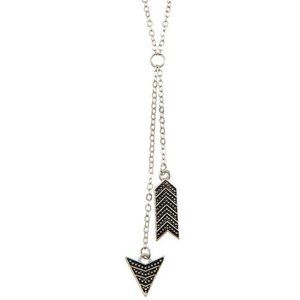 Dangling Broken Arrow Necklace - Silver Color